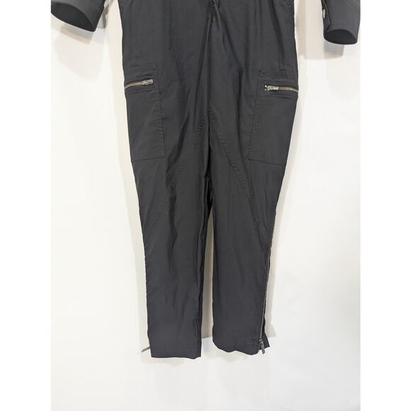 Athleta Lenox Black Long Sleeve Zip Utility Jumpsuit Women Size 0 Stretch - Picture 3 of 8